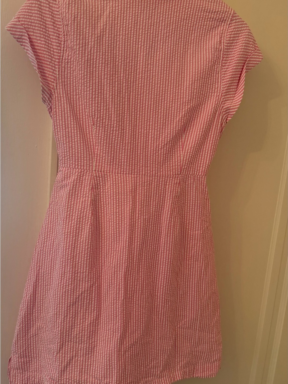 Vineyard Vines Pink and White Stripe Seersucker Tie Front Dress - Picture 3 of 4